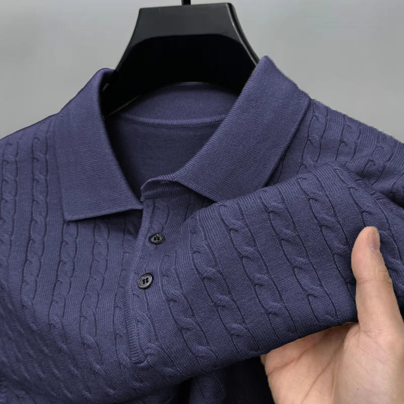 Autumn Mens Knitted Pullover Sweaters Cable Woolen Button Sweater Slim Vneck Long Sleeve Outerwear Winter Warm Heavyweight Top 251120