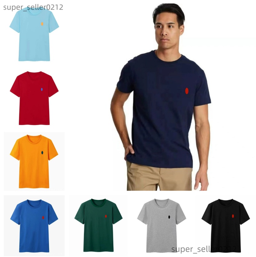 R L Mens Polo Shirts Summer Business Classic Shirt Men Women Pony Label Cotton Round Neck Short Sleeve Couple Loose Casual Solid Color Embroidery Tees S-4XL