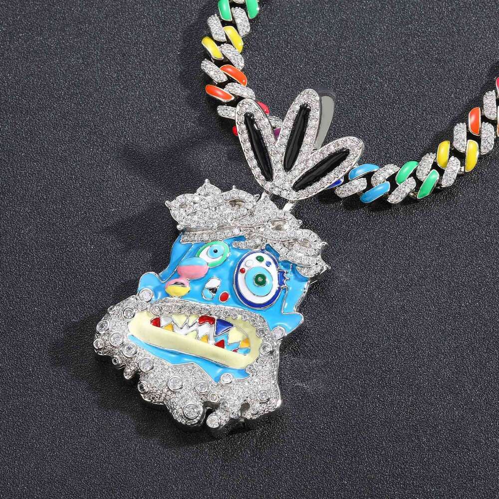 Luxury designer Cartoon Avatar pendant Colored Ice Out VVS Moissanite Hip Hop Necklace with free shipping