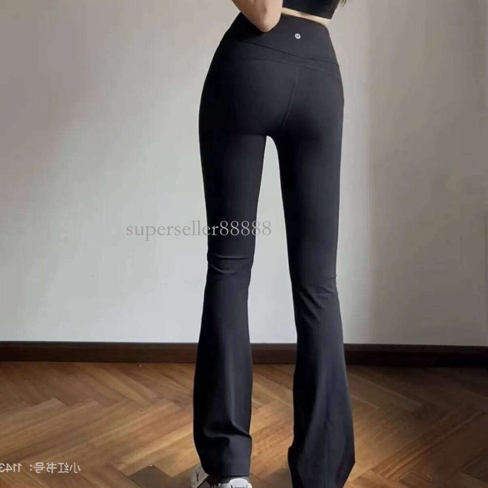 Desginer Lulumons Yoga Lululemeon Set Yoga riginAll Standard Groove Micro Bell Bottom Pants Lifting ButtocksPilates Slimming Naked Feeling Sports and Fitness Wid
