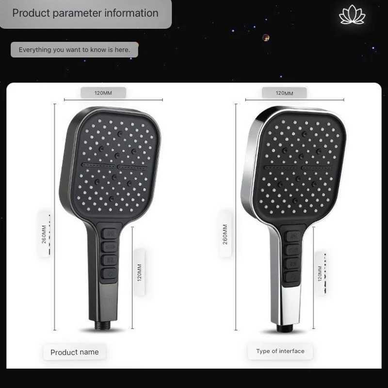 Modern 7 mode shower head High pressure Heavy rain Key Stop portable supply bathroom faucet accessory setM251120