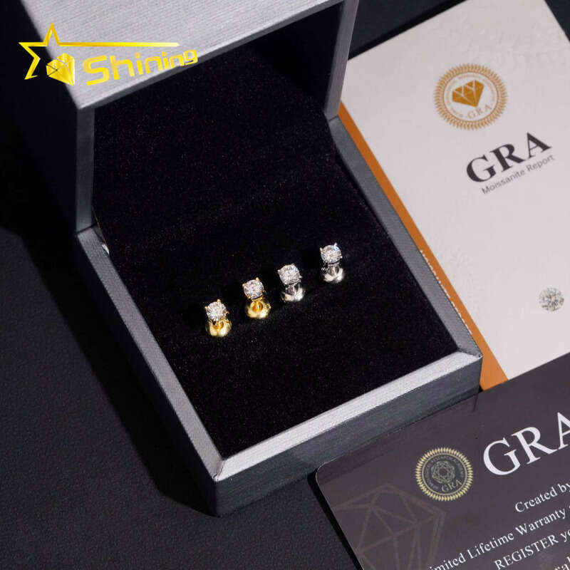 Loose Jewelry Pure Sier Round Cut 3mm Earrings Small Studs Making Vvs Miossanite Iced