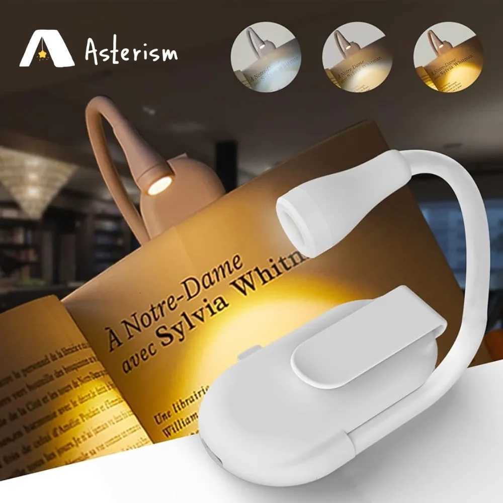 Book Light Reading Lights for Books in Bed Led Book Night Lamp Rechargeable 3 Color Stepless Brightness Clip on Reading Lamp M251120