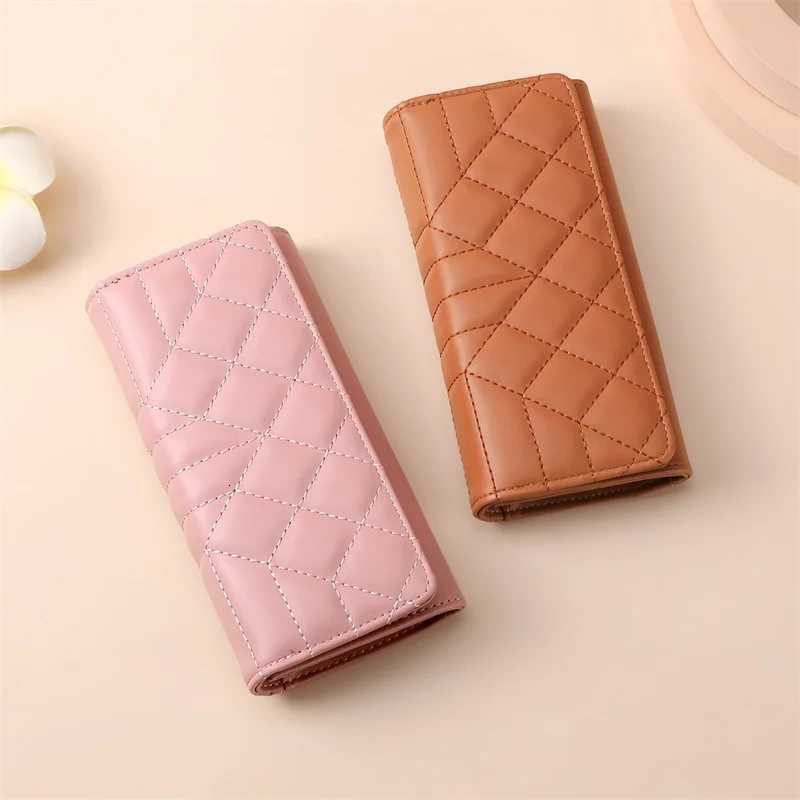 PU Leather Diamond Pattern Three-fold Wallets for Ladies Large Capacity Long Purses Mobile Phone Bags Card HolderW251120