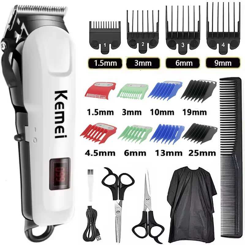 Kemei 809A Professional Hair Trimmer Adjustable Electric Cord/Cordless Hair Clipper For Men Haircut Machine Led DisplayT251120