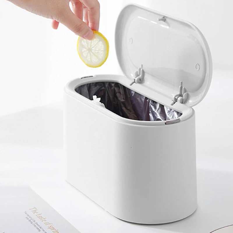 Mini Simple Office Garbage Bucket Desktop Trash Bin Durable Storage Bucket Can Automatic Pop-up Lid For Dressing Tables Home C251120