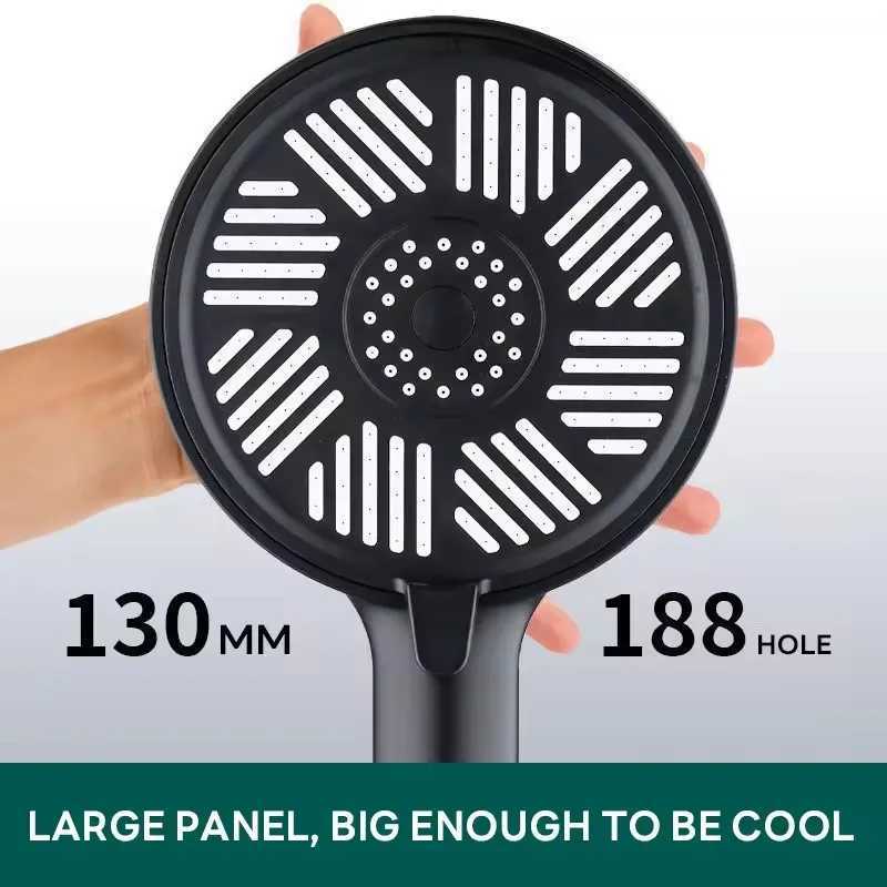 13CM Big Panel High Pressure Shower Head Set With Hose and Holder Silver 3 Modes Large Flow Rainfall Bathroom Handheld ShowerM251120
