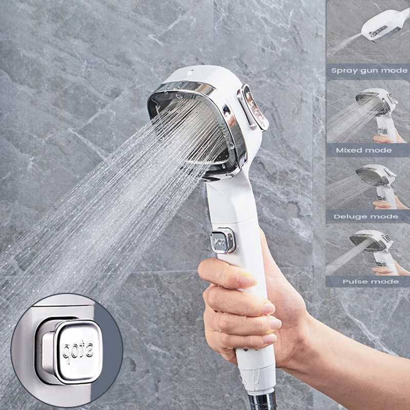 High Pressure Shower Head Water Saving 4 Modes Adjustable Shower Head with One-Key Stop Spray Nozzle Bathroom AccessoriesM251120