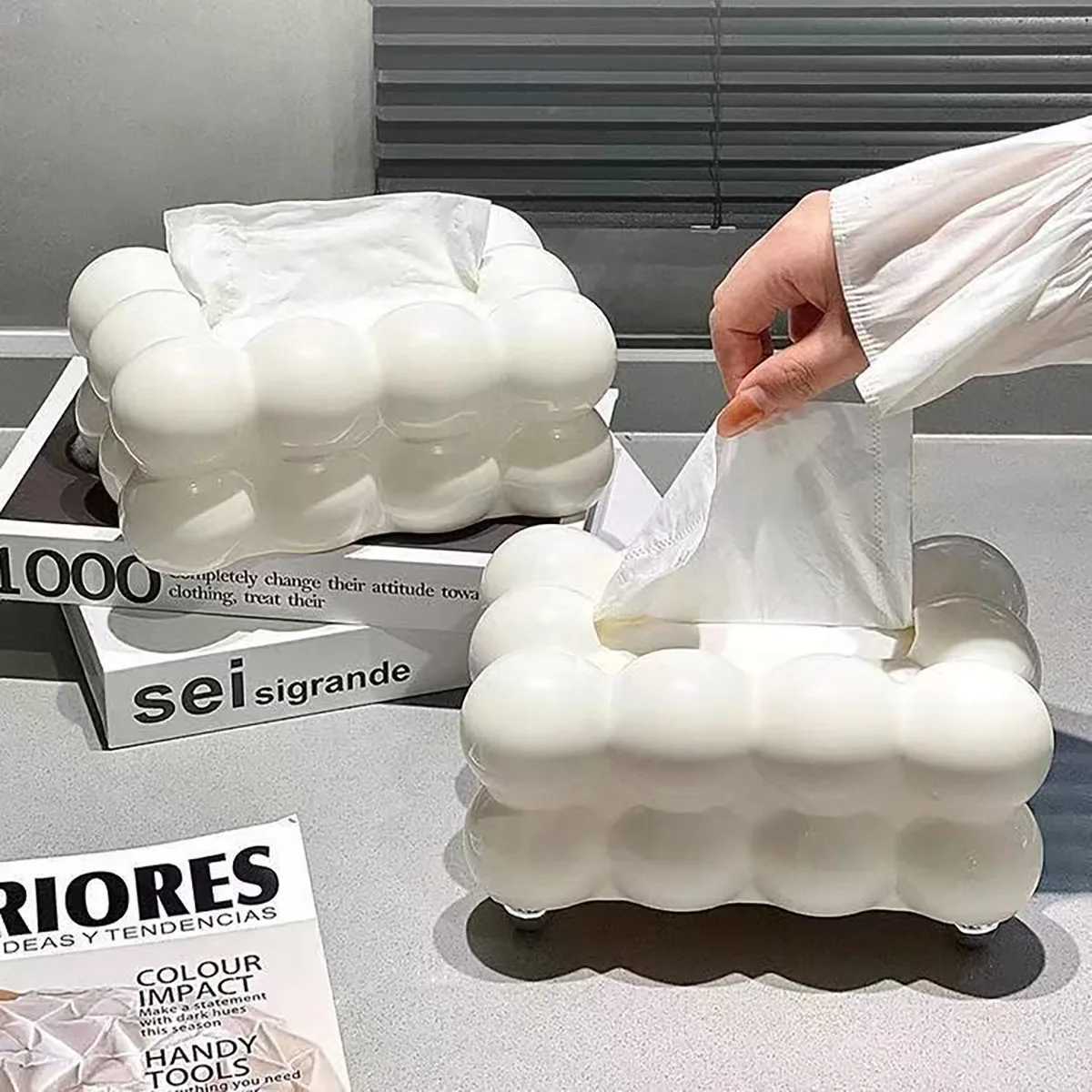 Facial Tissue Holder Non Slip Ceramic Tissue Box Cover Tissue Dispenser for Living Room Home Household Kitchen Countertop C251120