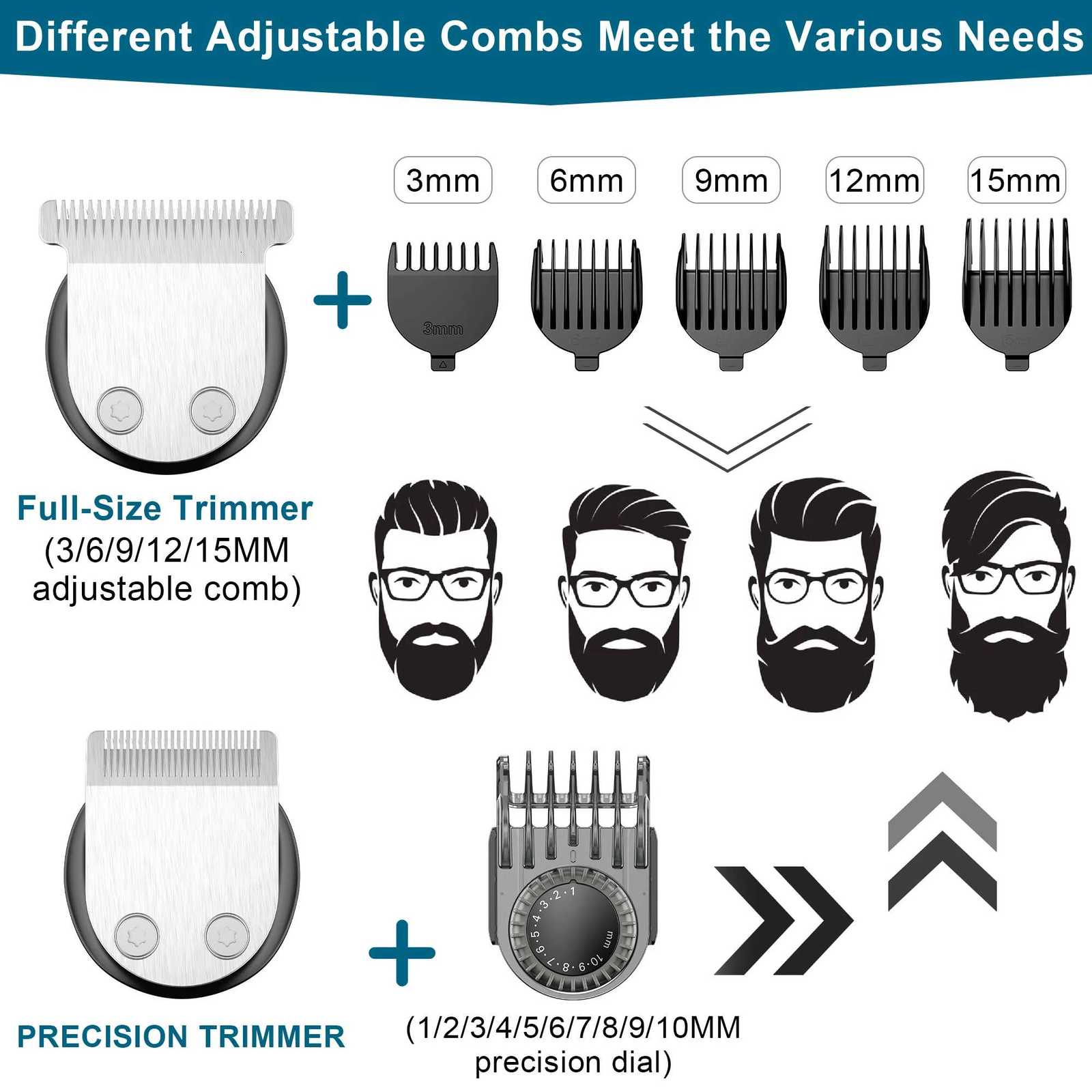 Hatteker Hair Clipper USB Rechargeable Trimmer Titanium Ceramic Blade LCD Professional Strong Power Salon Hair Cutting MachineT251120
