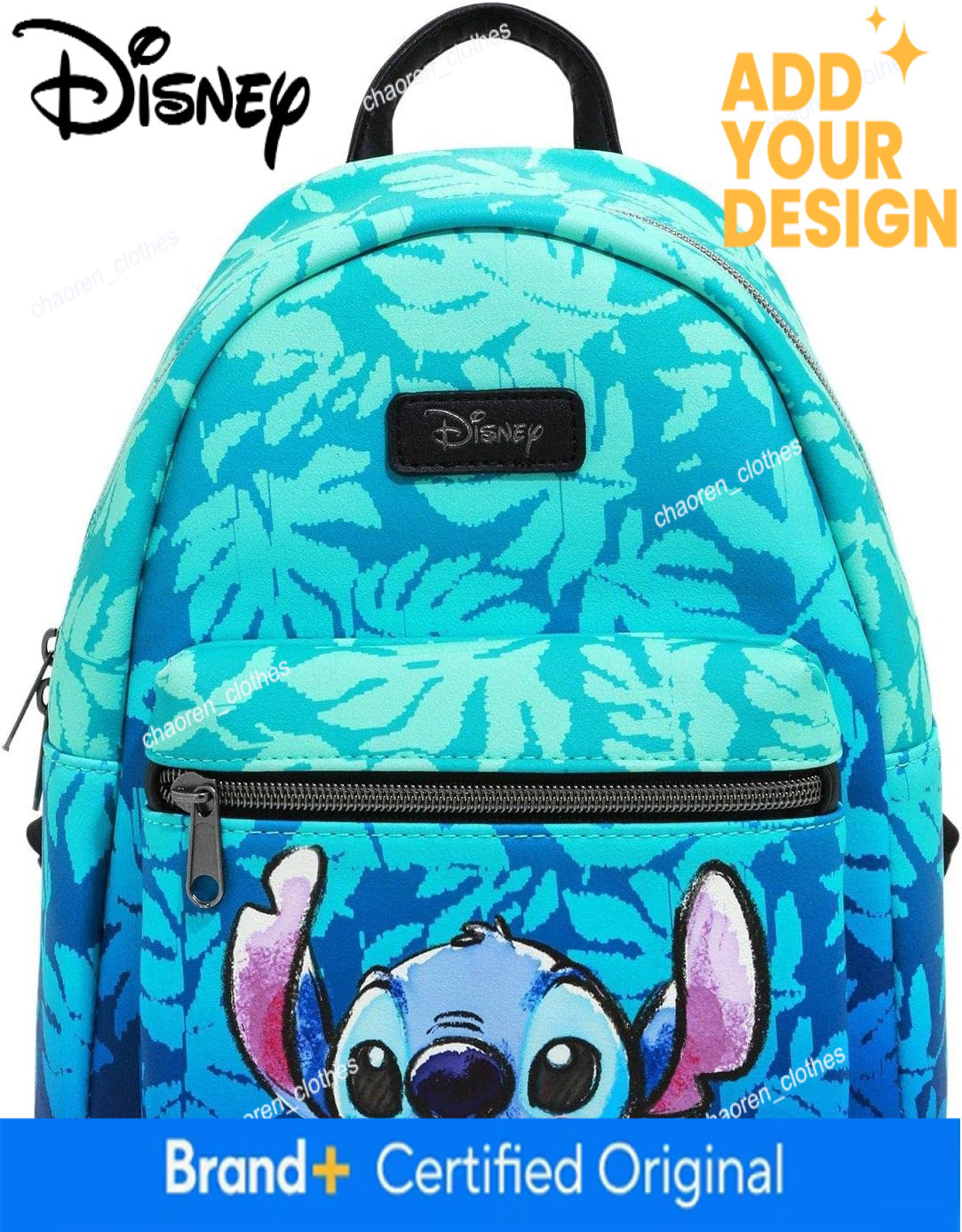Disney Lilo & Stitch Blue Tropical Leaves Mini Backpack BLACK NONE bag