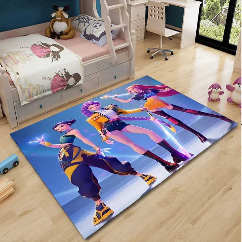 KPop Demon Hunters Carpet Rumi Mira Zoey Lounge Rug luxury Bedroom Bedside Floor Mat DecorM251120