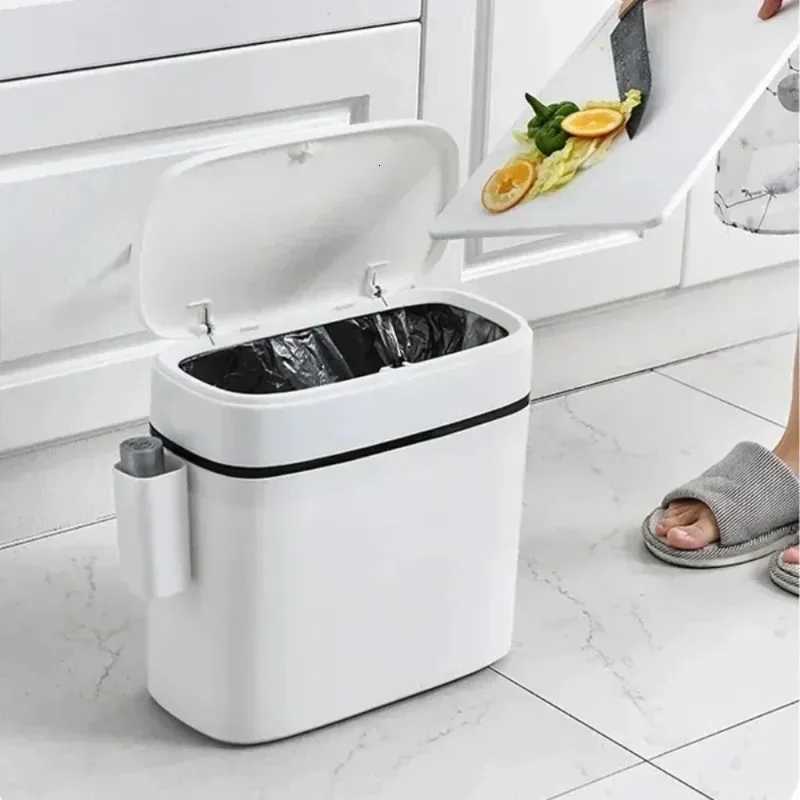 Wastebasket for Kitchen Bathroom Waste Bin Home Press-type Large Capacity Trash Can with Storage Box Waterproof Narrow Trash Can C251120