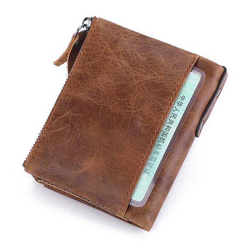 Classic mens wallet leather cowhide short card holder leather mens wallet high-quality designer mens wallet with zipper pocket W250419