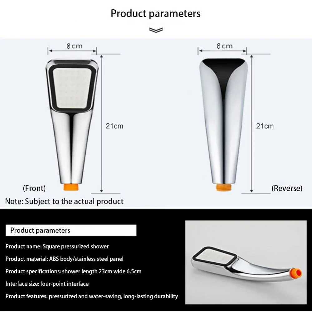 300-hole supercharged shower head set large water output shower head hand-held electroplated square shower headM251120