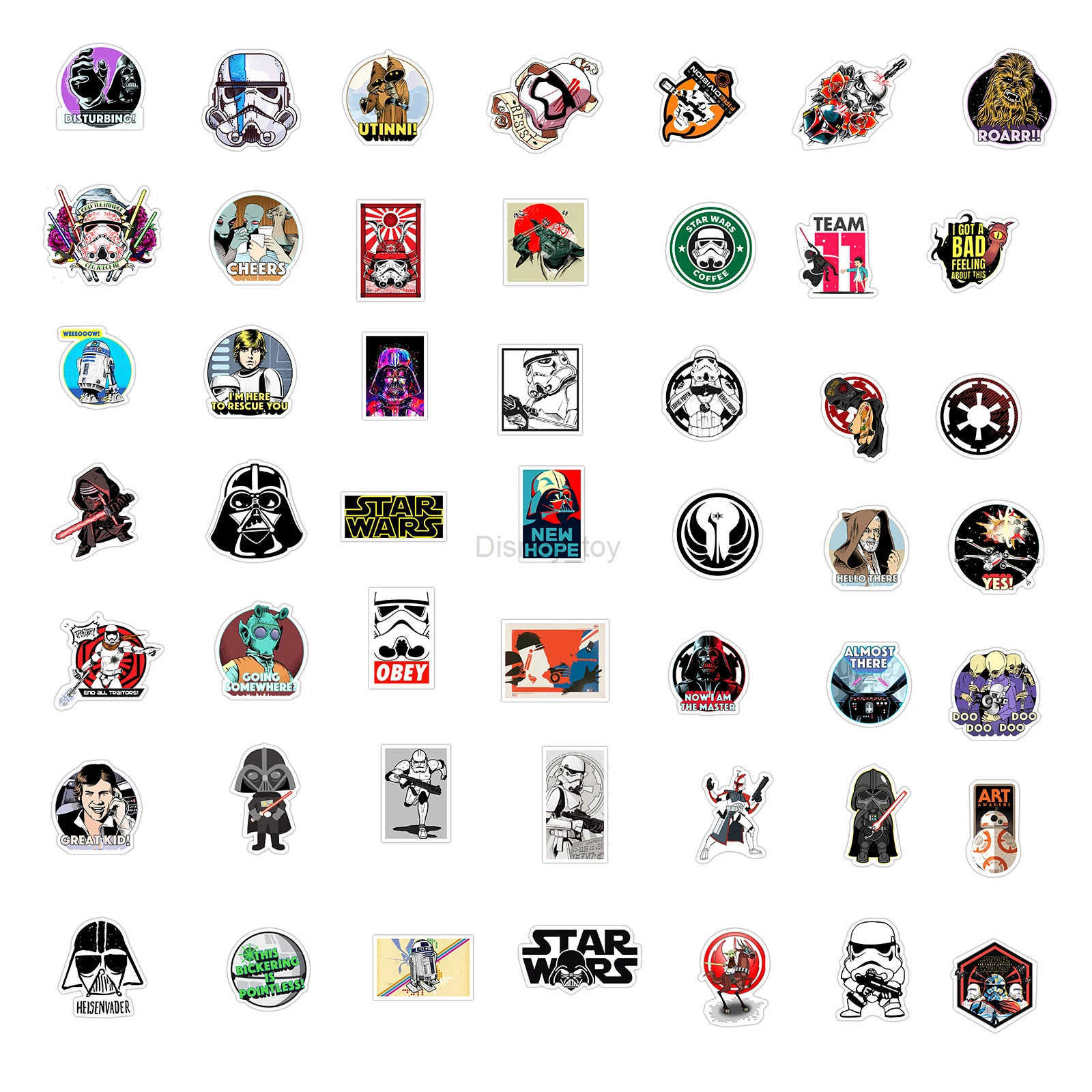 Disney sticker 50/100 Disney Cool Star Wars Cartoon Stickers DIY Diary Laptop Luggage Skateboard Graffiti Stickers Childrens Toys Fun Y2504020