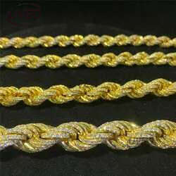 Twisted Moissanite S 10k 14k Solid Gold Hip Hop Men Jewelry Cuban Necklace Iced Out Vvs Dia Rope Chain Free delivery