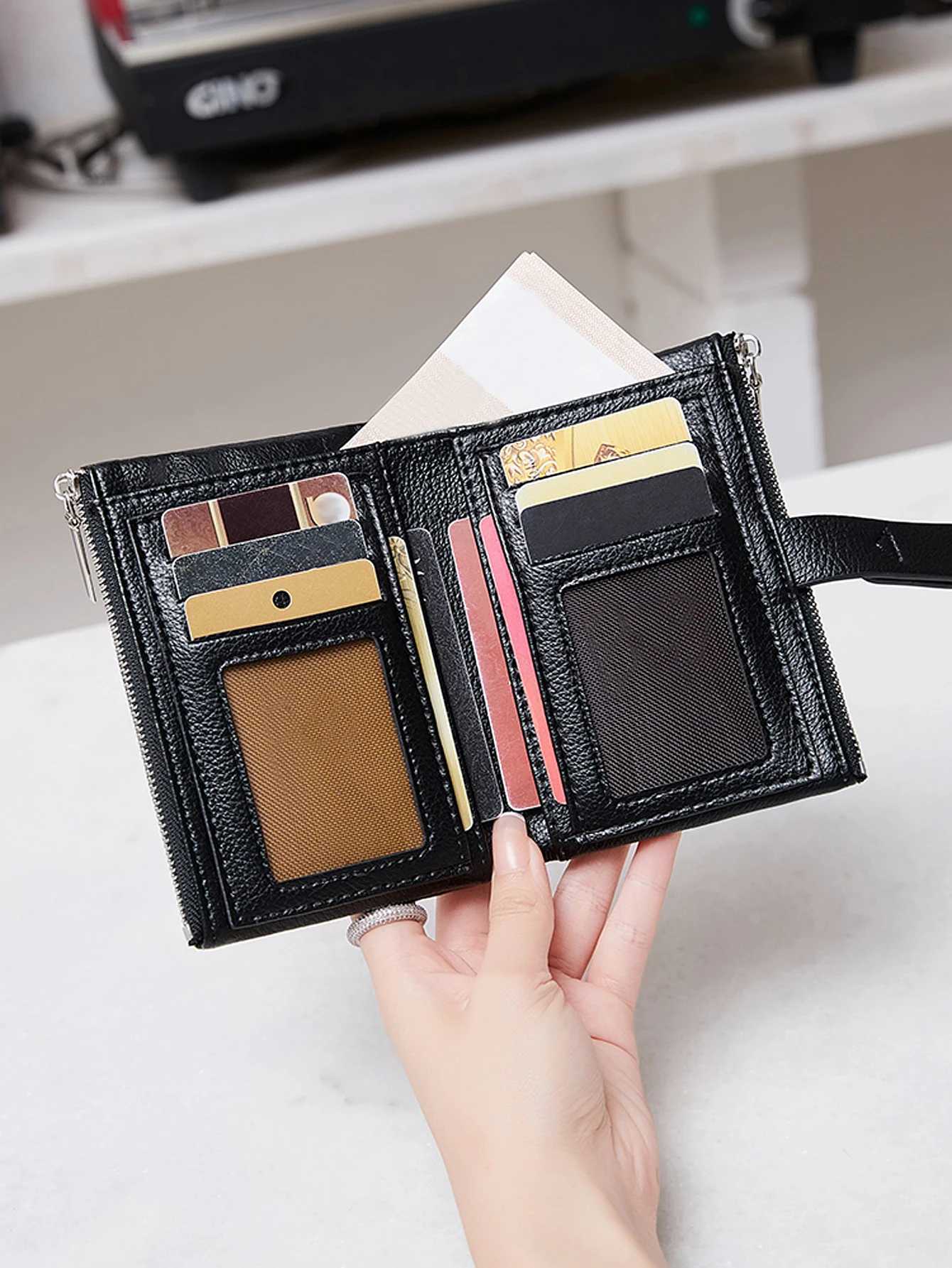 Minimalist Womens Wallet Short Folding Card Bag High QualityPUMulti functional Pocket Business Card ClipClassicZipper MoneyClipW251120