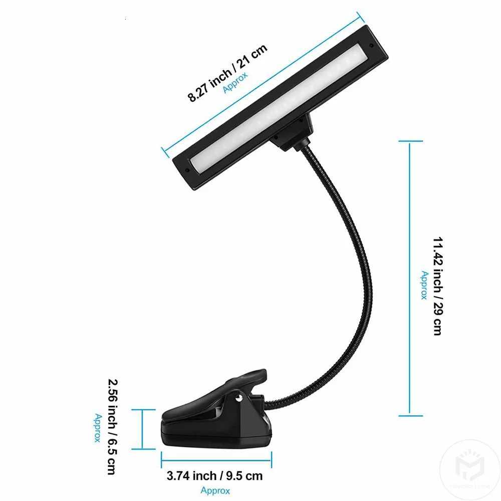 Rechargeable Music Stand Light 19 LED Clip On Reading Light Bedside Night Light Usb Rechargeable Book Lamp 3 Color Book Light M251120