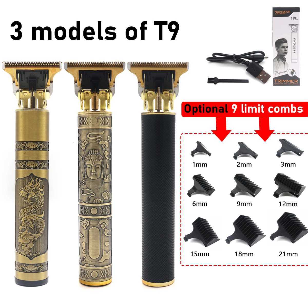 T9 Professional Hair Trimmer Machine Metal Body Stainless Steel Blade Hair Clipper Beard Trimmer for Men Finishing MachineT251120
