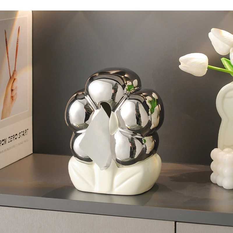 Flower Shaped Tissue Box Ceramic Modern Light Luxury Household Dispenser Dining Table Decoration Art C251120