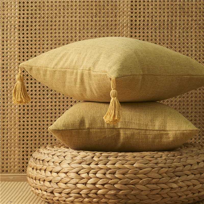Pillow Case Cushion Cover Decorative Yellow Linen Home Sofa Cover For Living Room Car Bedroom case C251120