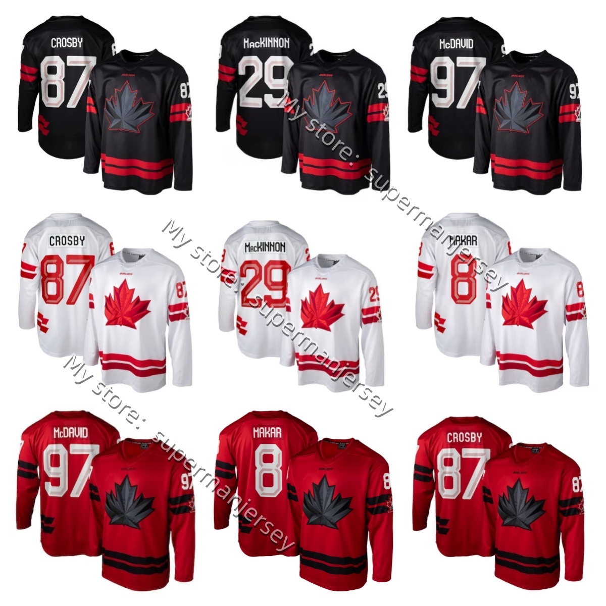 Team Name Canada 2026 Olympicss Hockey Jerseys Sidney Crosby Mcdavid 97 Nathan Mackinnon Brayden Point Cale Makar 8 Sam Reinhart Women Men XS-4XL