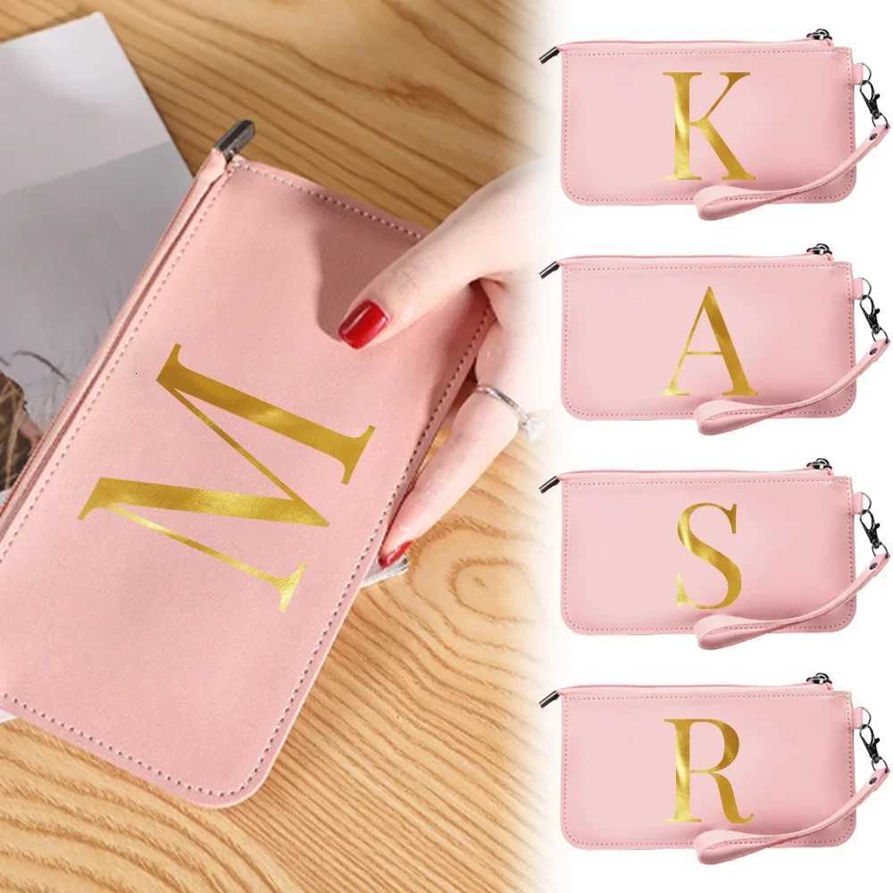 Women Wallet Zipper Durable Purse Minimalist Clutch Bag Initial Letter Pattern Rfid Blocking Leather Card Holder Coin PurseW251120