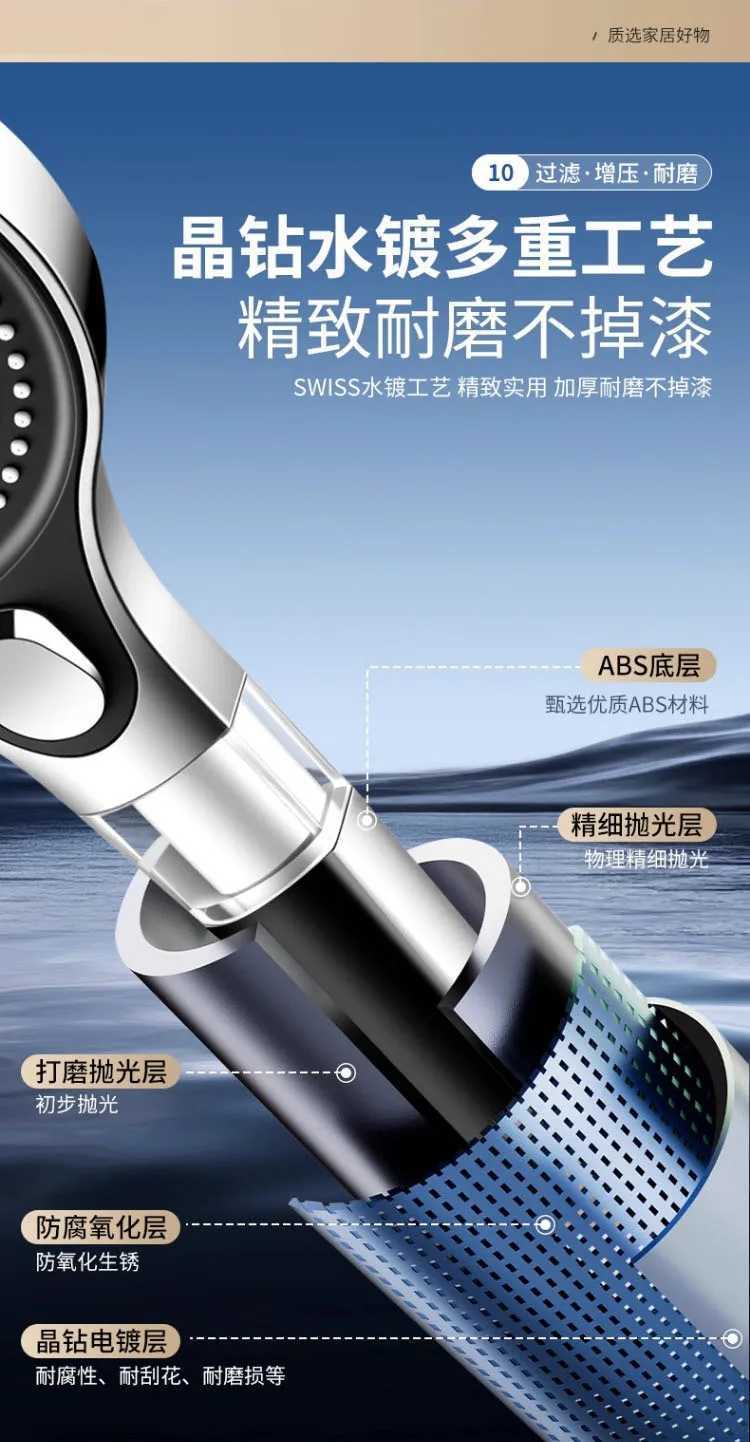Large Shower Head 4 Modes Adjustable Shower Head With Filter 13CM Big Panel Bathroom High-pressure Water-saving Handheld ShowerM251120