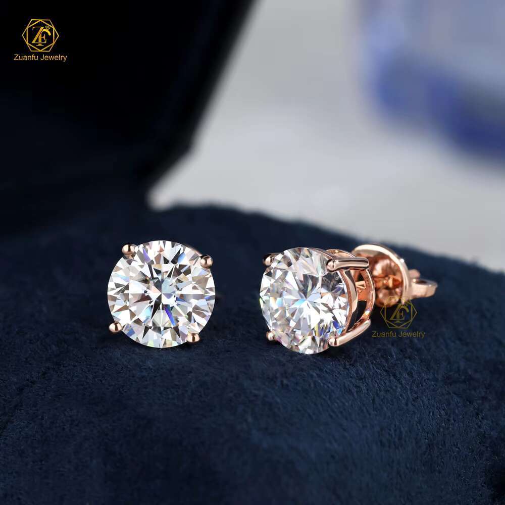IGI Certified 0.5ct-2ct Lab Grown Diamond Earrings Elegant 10K-14K Solid Rose Gold Screw Lock Solitaire CVD Diamond Jewelry