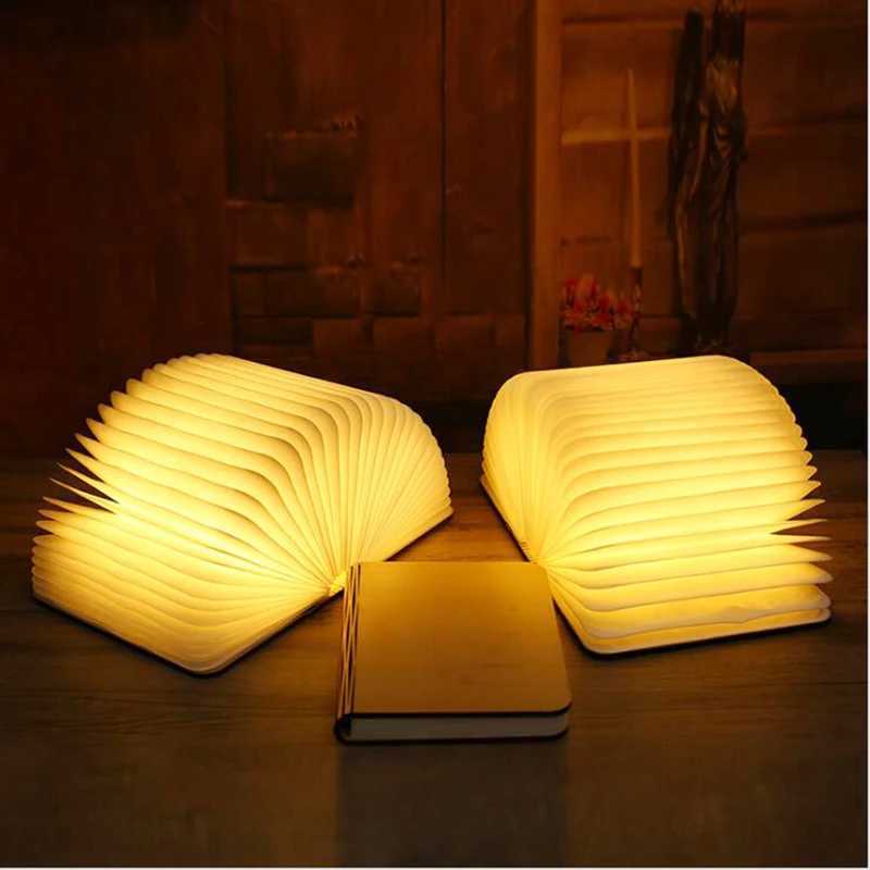 LED Foldable Book Light Wooden Luminous Book for Children KidsBirthday Holiday Christmas Gift Rechargeable Night Lamp M251120