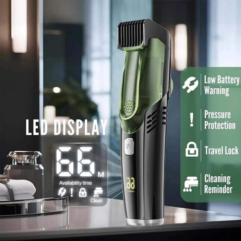 Cordless Men Beard Trimmer Rechargeable Electric Shaver with 20 Trim Built-in Vacuum Clipper for Mustache Sideburns Grooming KitT251120