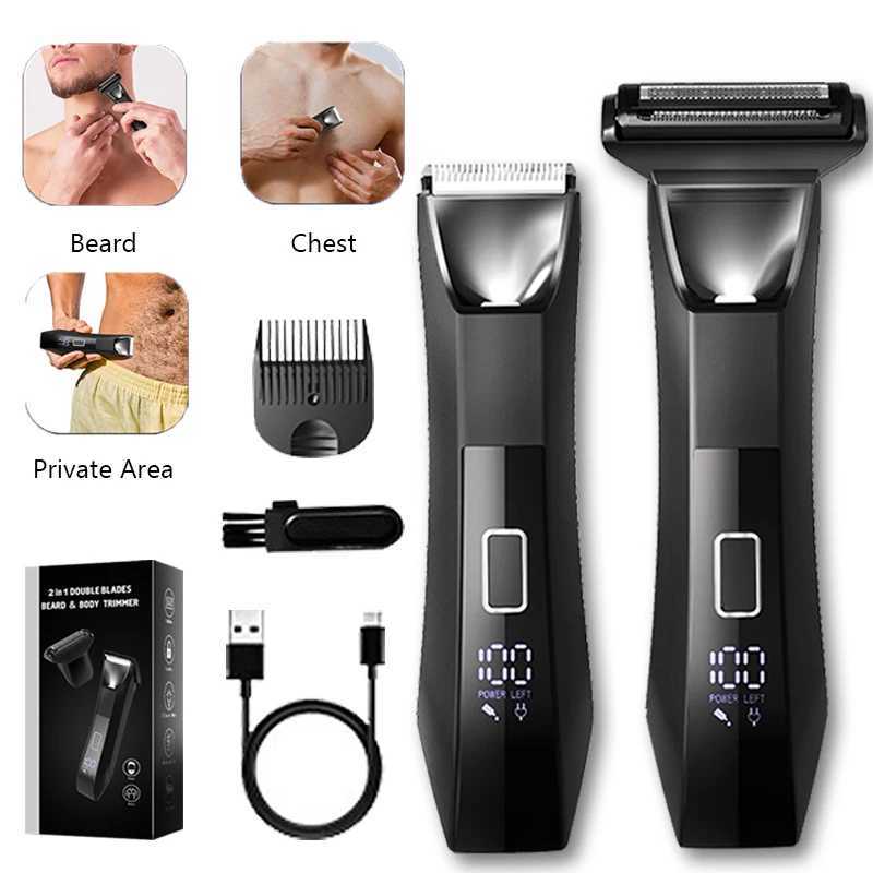 Hair Trimmer Dual-Head Safe Trimmer Foil Blades Waterproof Wet/Dry Groomer USB-C Rechargeable with Travel LockT251120