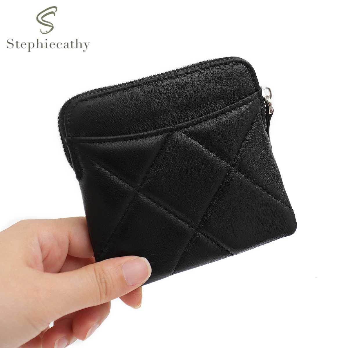 SC Womens Fashion Thread Quilted Sheepskin Small Wallet Multi Slots Card Holder Zip Money Bag Portable Versatile Coin PurseW251120