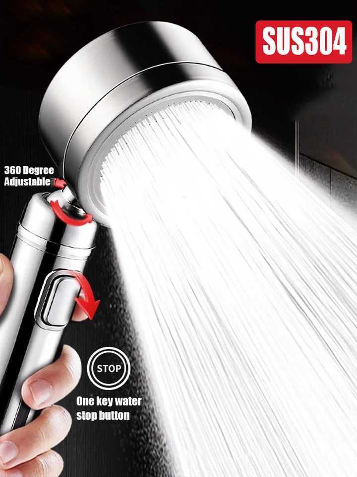 304 Stainless Steel High Pressure Water Saving One-Key Stop Water Shower Head With SUS316 Long-lasting Usable Filter ElementM251120