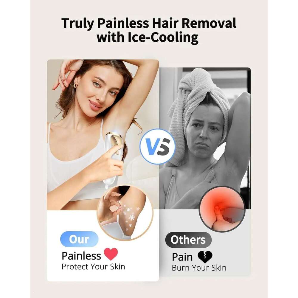 Laser Removal With Ice Coog Care Function For Women Men Permanent,Unlimited Flashes Painless Epilator IPL Hair Remover