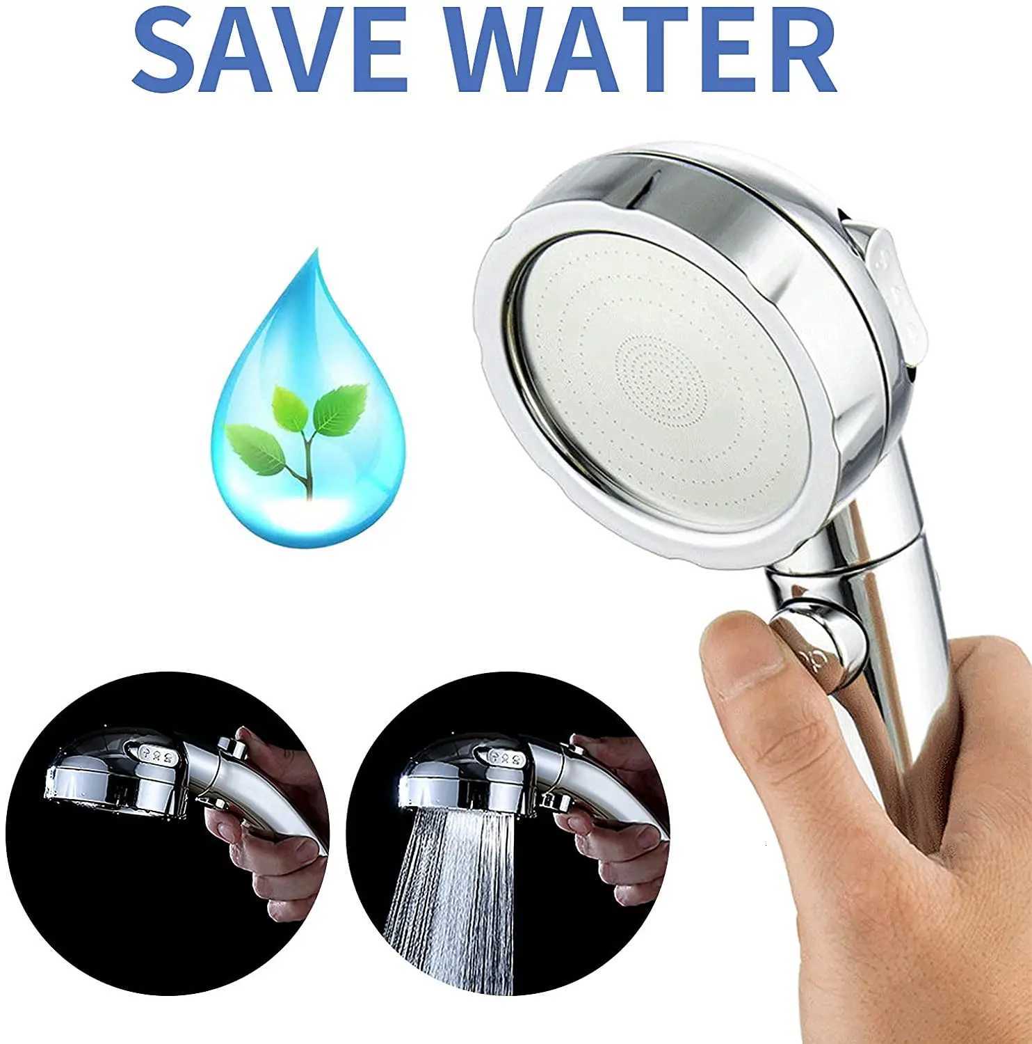 High Pressure 3 Modes Adjustable Shower Head One Key Stop Water Saving Sprayer Rainfall Bath Showerhead Bathroom AccessoriesM251120