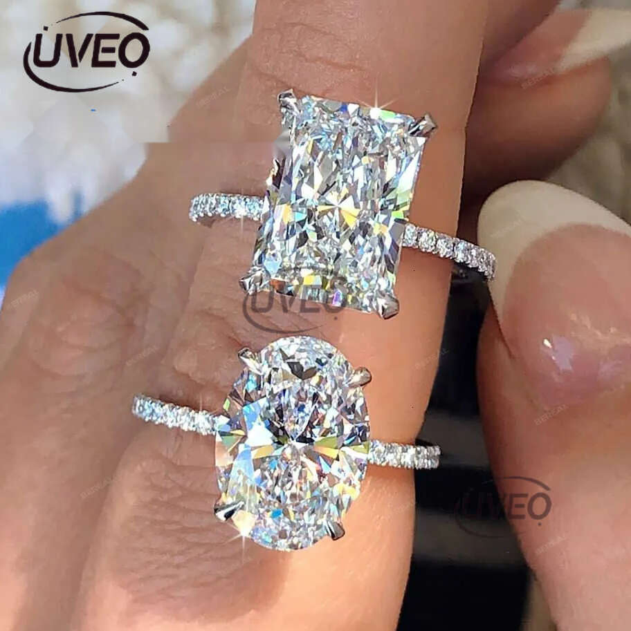 Wholesale 10K 14K Solid Vvs Moissanite Engagement Rings Women Sier Dia Emerald Radiant Oval Cut Gold Ring