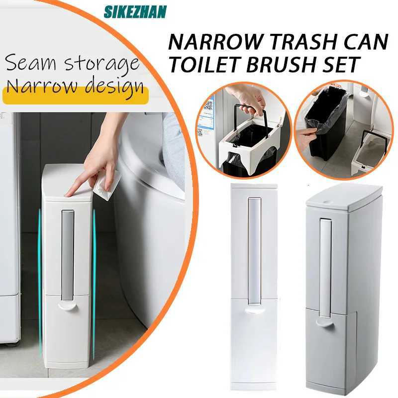 Garbage Bin Toilet Brush Set for Narrow Designkitchen Trash Bin Bathroom Trash Can Belt Toilet Brush Household Cleaning Tools C251120