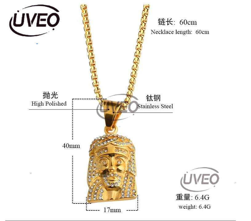 Pendant Necklaces Mens Hip Hop Necklace Jewelry Iced Out Jesus Piece With 60Cm Gold Cuban Chain Drop Delivery Pendants Dhgarden Oio