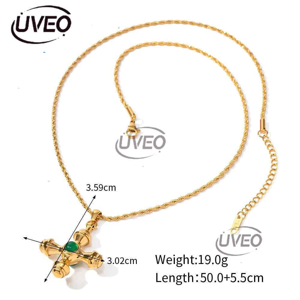 Designer Trend Gold Stainless Steel Cross Pendant Necklace for Women with Tiger Eyes That Do Not Fade Fashionable Jewelry Wholesale