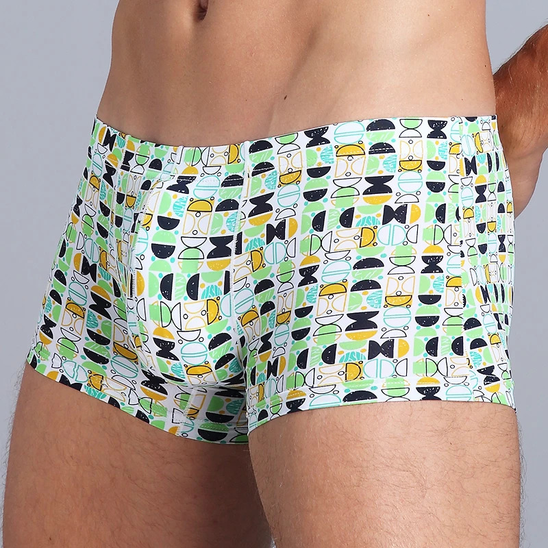 Mens underwear fashion printing sexy boxing shorts mens ultrathin seamless ice silk 250417