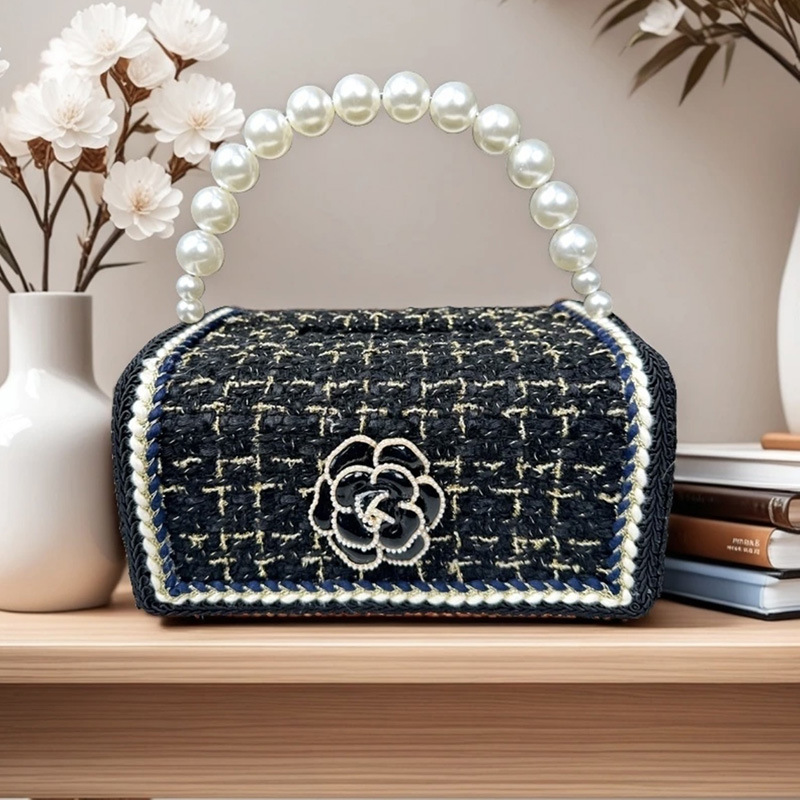 Creative French Style Camellia Flowers Tissue Box Luxury Desktop Storage Holder For Home Living Room Coffee Table Decoration For Domestic Use Bedroom 