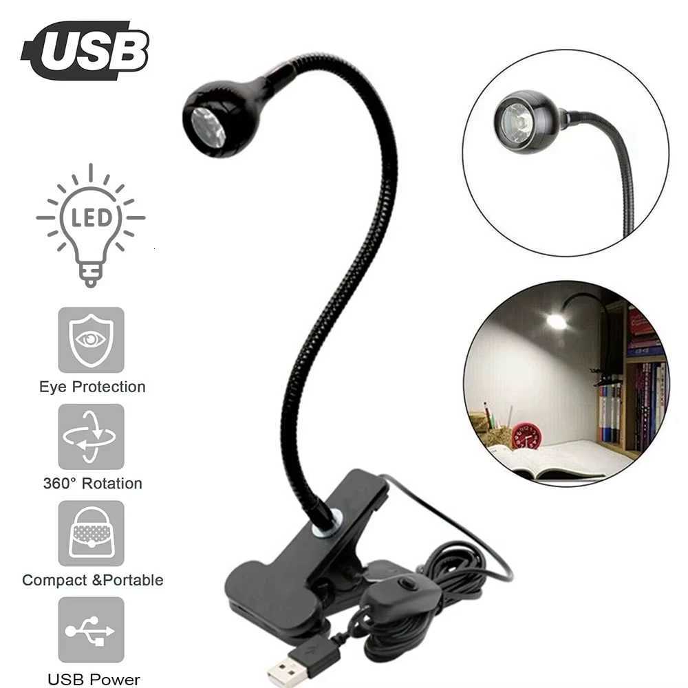 USB Flexible Desk Lamp with Clip Holder LED Reading Book Light 360 Folding Bedside Table Night Lamp for Bedroom Office Study M251120