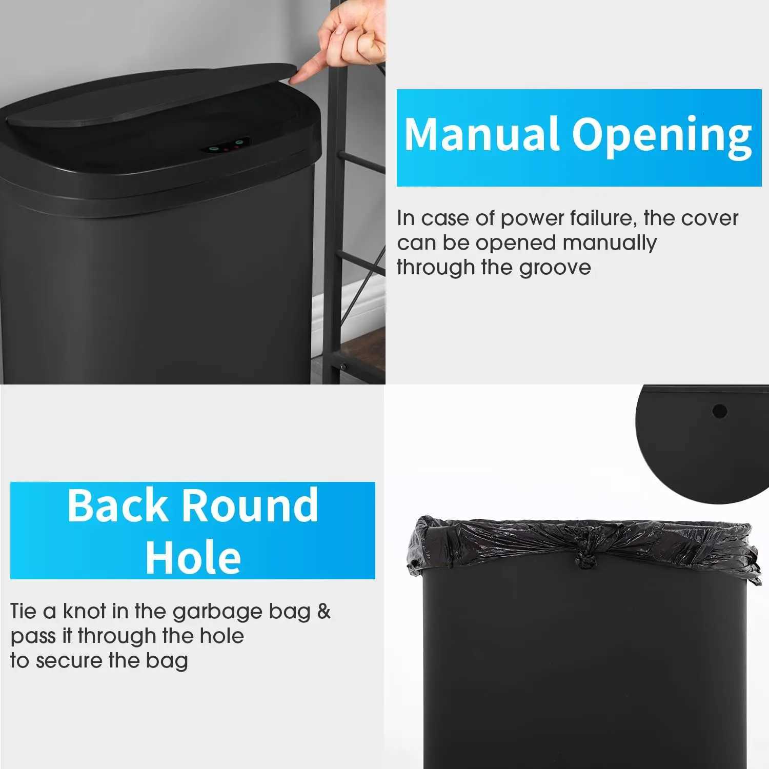 Kitchen Trash Can with Lid 13 Gallon Automatic Garbage Can for Bathroom Bedroom Home Office 50 Liter Touch Free High-Capacity C251120