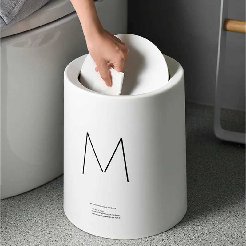 8L Nordic Simple Plastic Trash Can Office Bathroom Kitchen Trash Bin Living Room Bedroom Garbage Household Waste Bin With Lid C251120