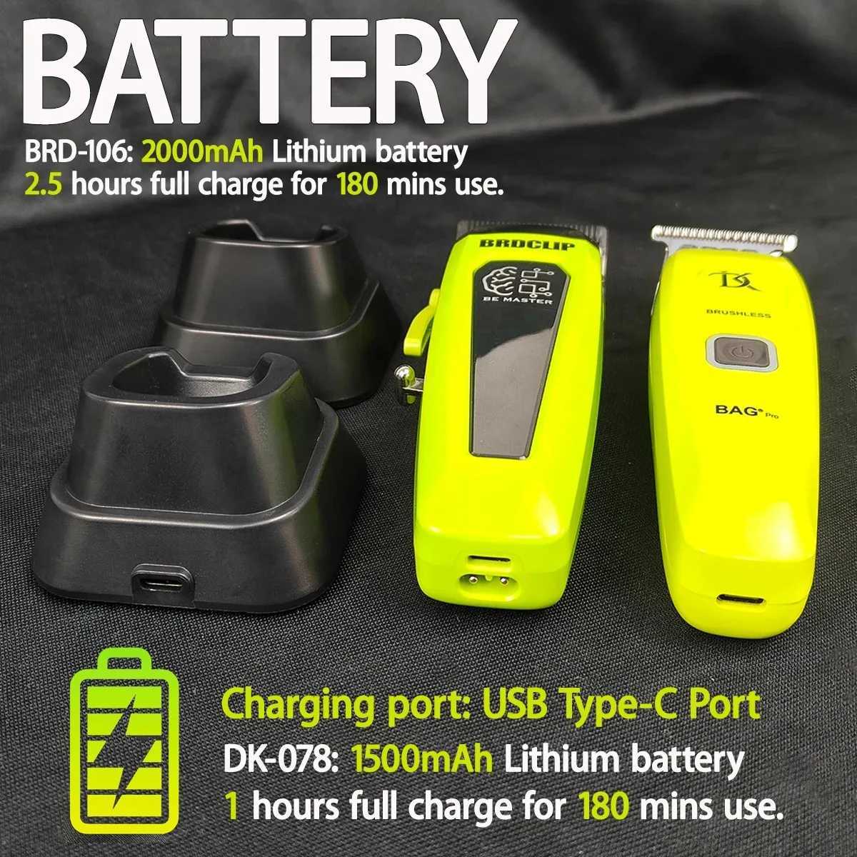 Professional Electric Hair Clipper BRD 106 with Base 7500RPM Hair Trimmer for Man DK-078 DLC Blade 7200RPM Barber Shop 2PC SetT251120