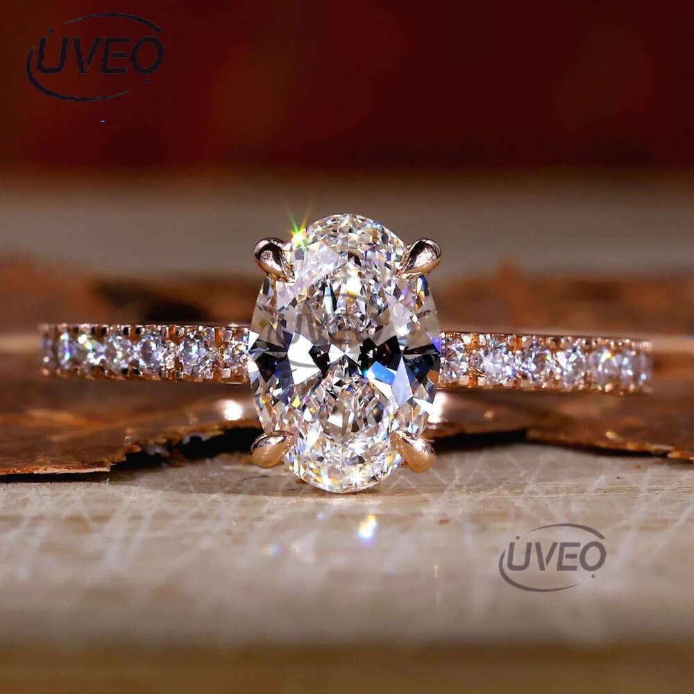 Wholesale 10K 14K Solid Vvs Moissanite Engagement Rings Women Sier Dia Emerald Radiant Oval Cut Gold Ring