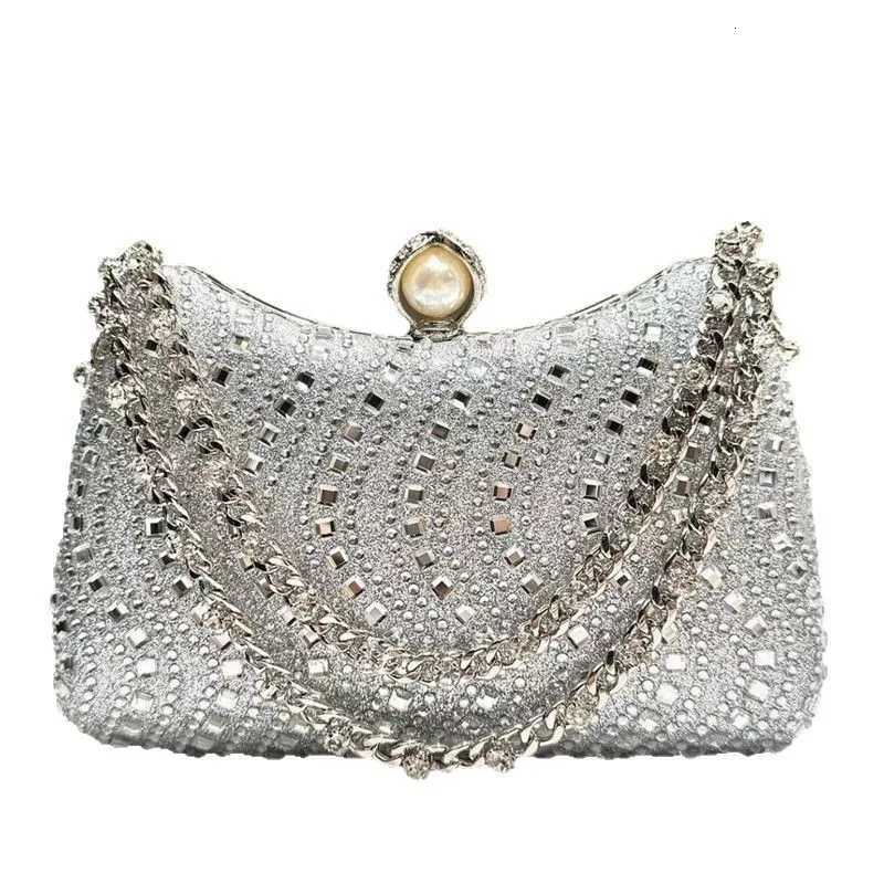 Fine Rhinestone Diamond Inlay Dinner Evening Bag Retro Luxury Gold Silver Blue Small Clutch For Women Wedding Party Shoulder Bag W251120
