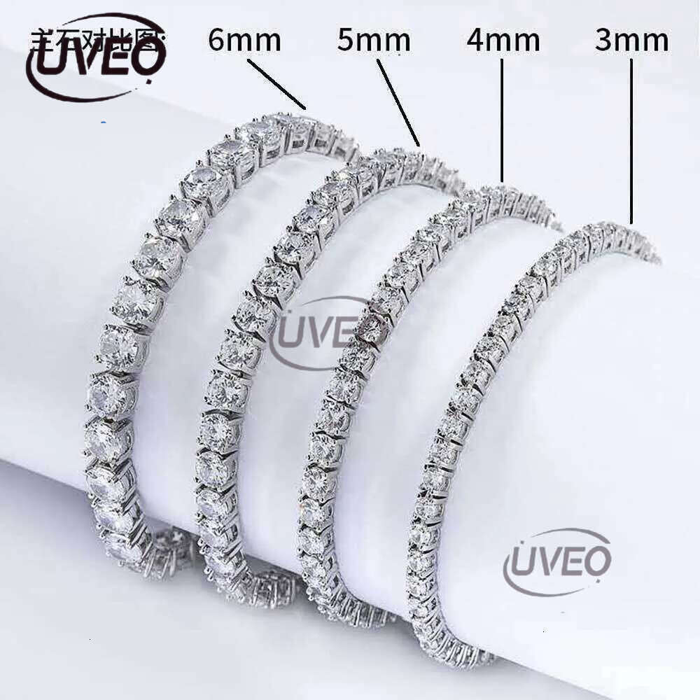 HipHop Jewelry ice out 3mm 4mm 5mm 6mm sterg sier VVS Moissanite Dia Tennis k Chain Bracelet Necklaces